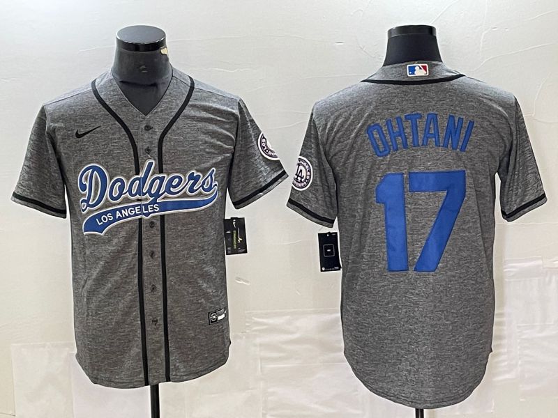 Men Los Angeles Dodgers 17 Ohtani Grey Nike Game MLB Jersey style 5